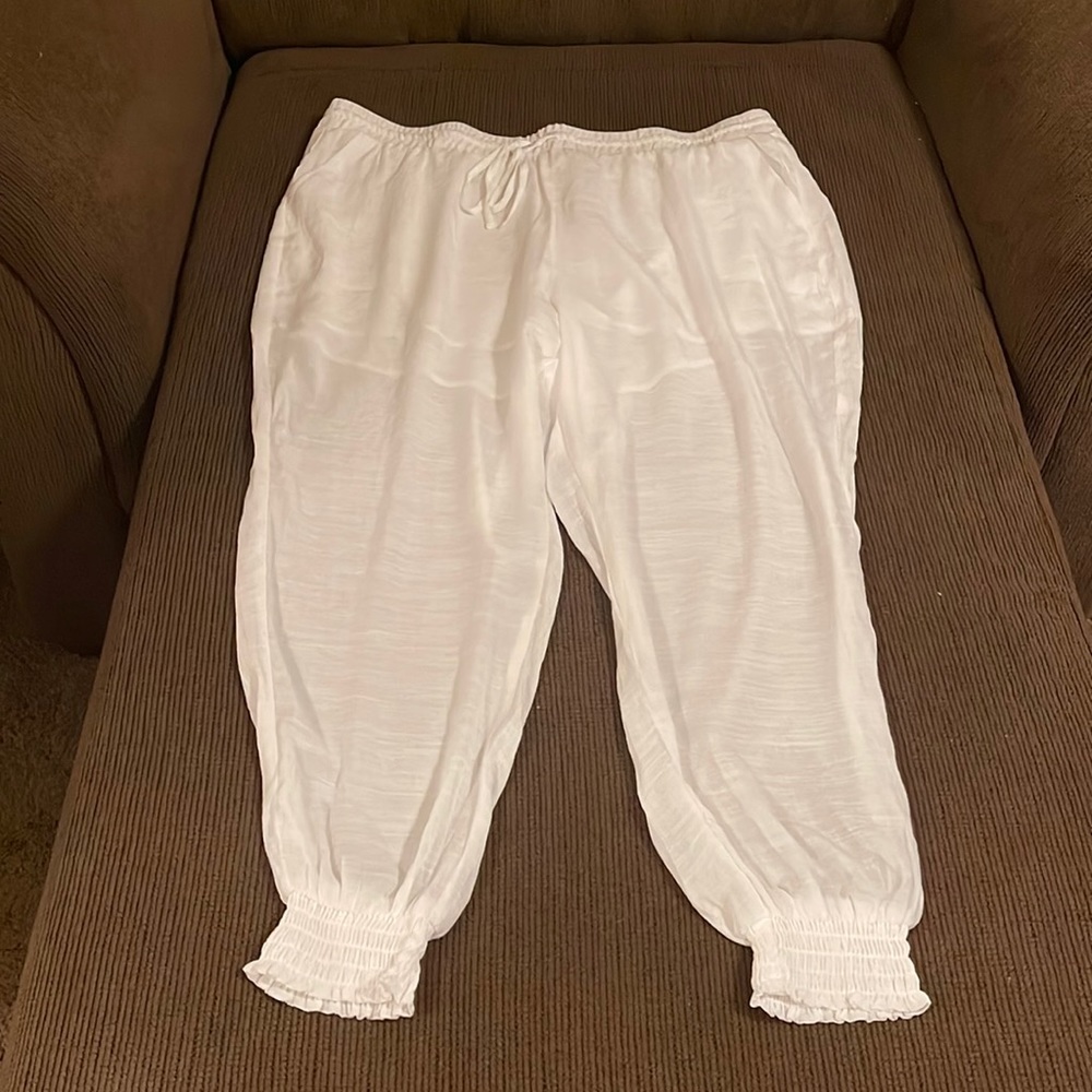 White Sheer Jogger Style Pants